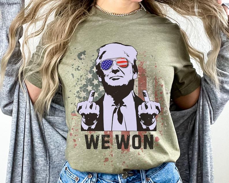 We Won Trump Shirt, 2024 Election Shirt, Trump Vance 45-47 MAGA, US Flag T-Shirt, November 5th Voting Shirt Trump Support Outlaw Hillbilly