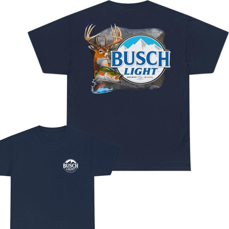 Busch Light Buck & Bass 2-sided Tshirt, Busch Light Tshirt Full Color For Men And Women Tshirt, Busch Light Beer Tshirt,  Casual Graphic Round Neck T-