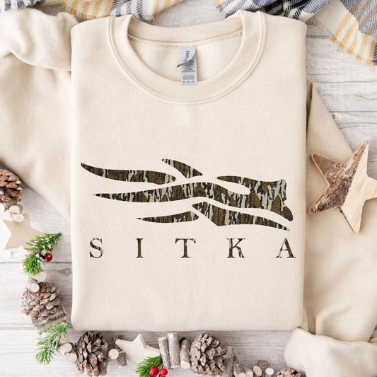 Sitka Camoflauge Bottomland Pattern Logo Unisex Hoodie - Sweater - T-shirt