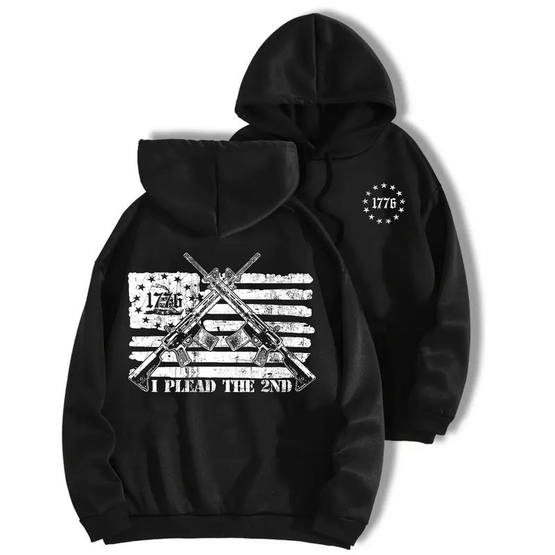Vintage 1776 I Plead The 2ND Flag USA Hoodie for Men and Women Menswear Classic Sweatshirt