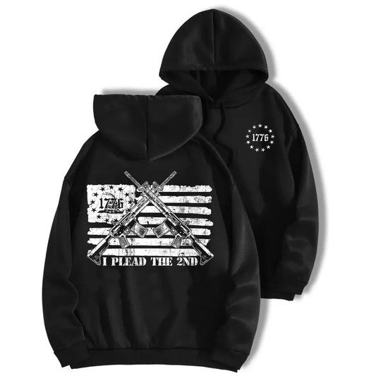 Vintage 1776 I Plead The 2ND Flag USA Hoodie for Men and Women Menswear Classic Sweatshirt