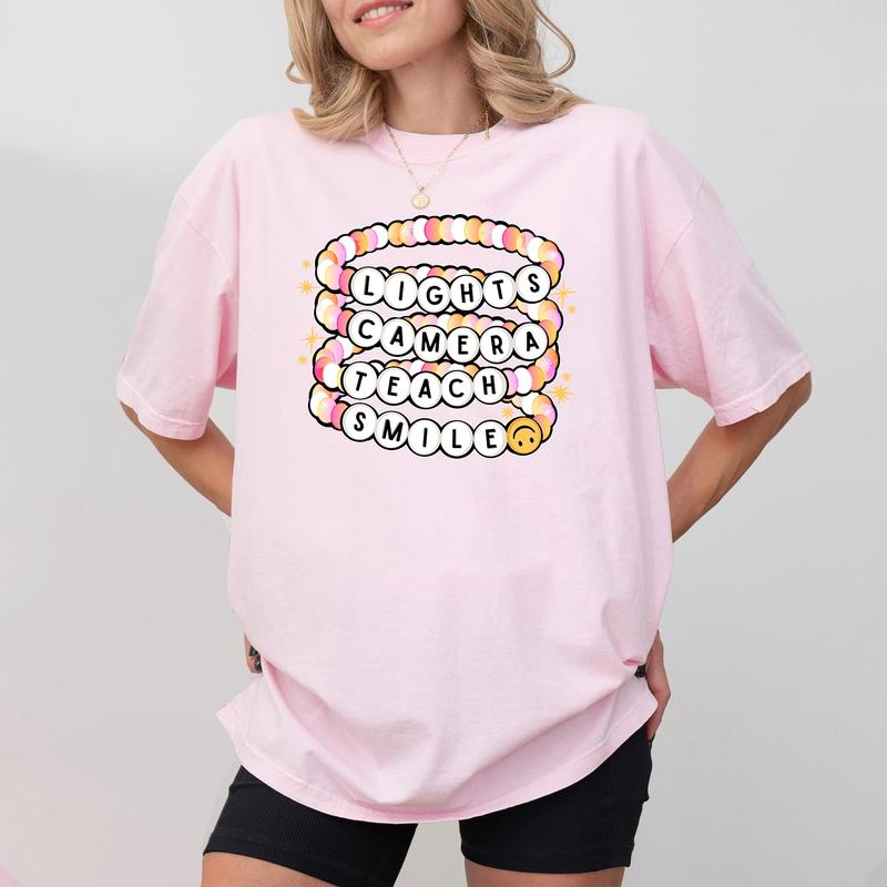 Lights Camera TEACH Smile Shirt, Vintage  Teacher Gift, Tortured Teacher Department TShirt, Back To School Gift for Teacher