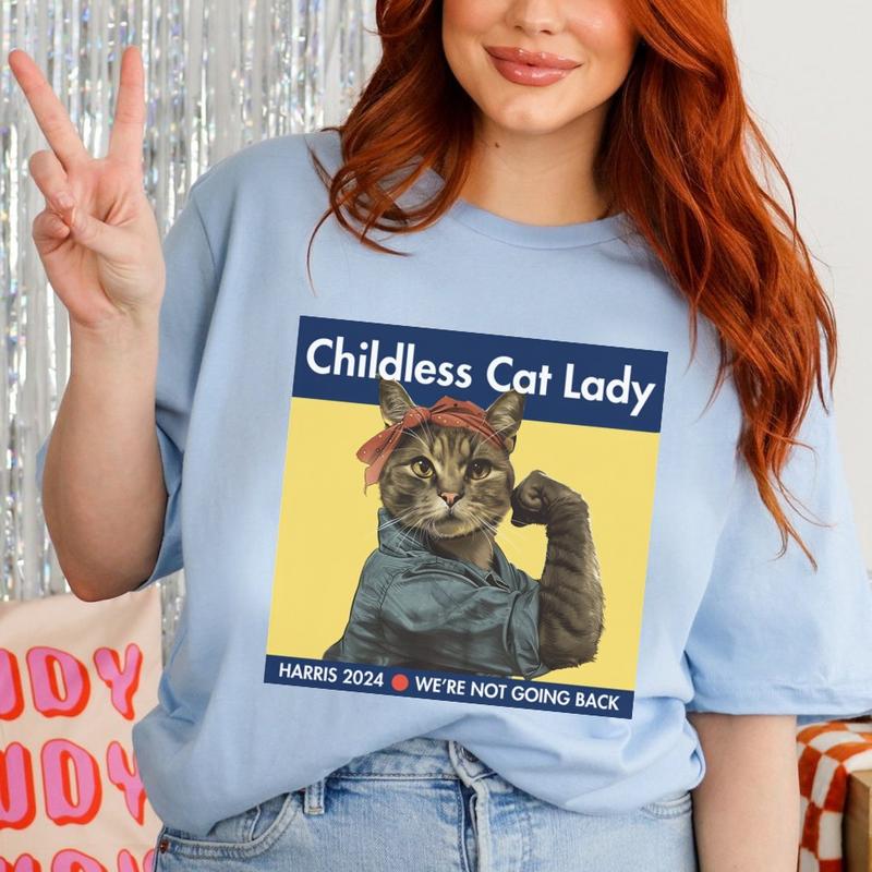 Harris 2024 T-Shirt, Childless Cat Lady, Kamala Campaign, Cute Funny Cat Tshirt, United States Election, President Harris Tee