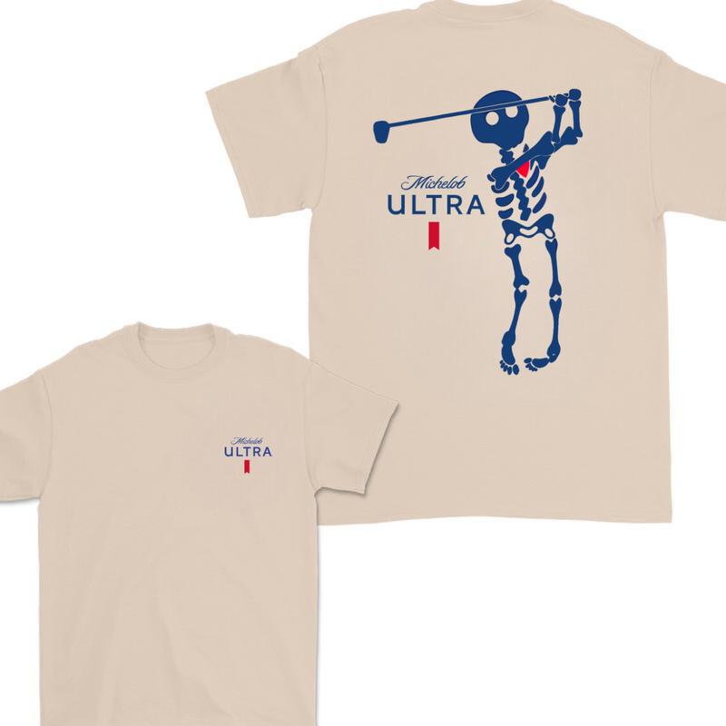 Michelob Ultra Golf Skeleton Halloween 2 Sided T-Shirt, Michelob Ultra Shirt For Men And Women, Halloween Trendy Shirt