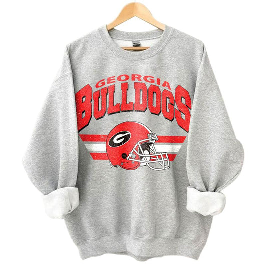 Georgia Bulldogs Vintage NCAA Sweatshirt, Unisex Bulldogs Football Shirt, Classic Sport Hoodie Gift for Fans, Cotton, Sweatshirt, Casual Shirt