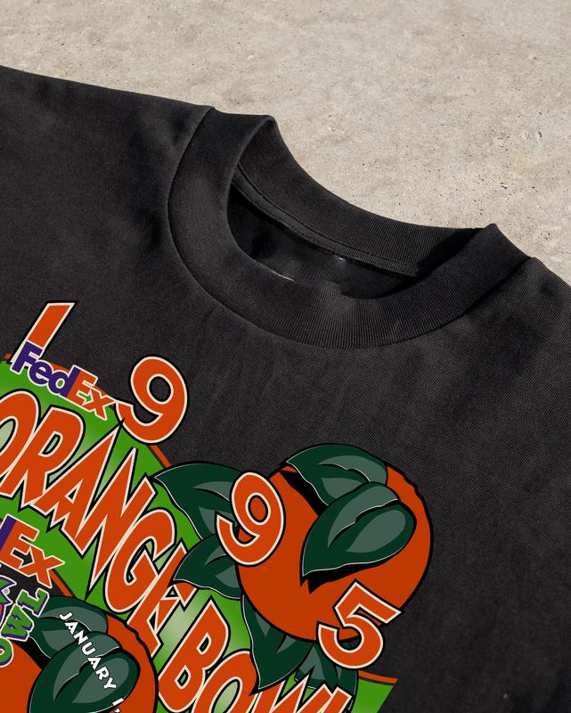 Vintage NCAA Orange Bowl Basketball College T-Shirt Cotton Short-sleeve Retro Streetwear Tshirt Menswear Top