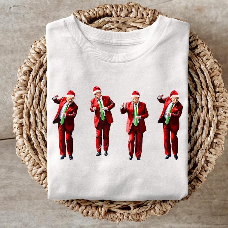 Trum Dance Christmas T-Shirt, Funny Trum T-Shirt, Christmas Republican T-Shirt, Christmas Santa Trum T-Shirt, Republican Gift, Trum 2024,  Full Colors