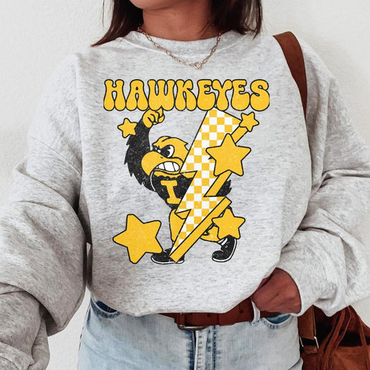 Iowa Hawkeyes Vintage NCAA Football Sweatshirt, University Sport Shirt, Classic Gift for Fans, Women, Cotton Collection, Comfort Pullover T-Shirt