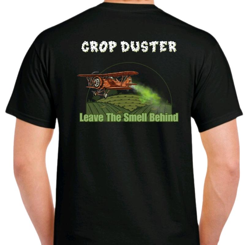 Mens T-Shirt Crop Duster - Leave the smell behind Funny Meme Shirt - Sport, Menswear Crewneck Casual Shortsleeve