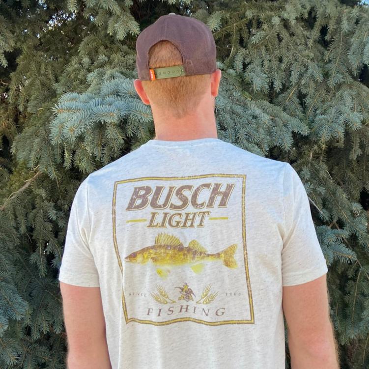BUSCH LIGHT, BUSCH LIGHT FISHING WALLEYE T-SHIRT, For Men, For Women, Casual Graphic Round Neck T-shirt for Summer, Fashion Men's Top for Daily Wear