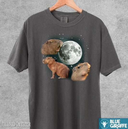 Capybara Moon Vintage Shirt, Retro Meme Moon Tshirt, Capybara Lovers T Shirt, Comfort Colors Shirt