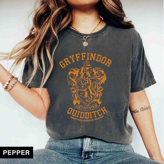 Vintage Gryffindor Quidditch T-shirt, Hogwarts Houses Tshirt, HP Wizard World Tee, Wizard School Shirt, Potterhead T-shirt Gift, Wizarding World Shirt