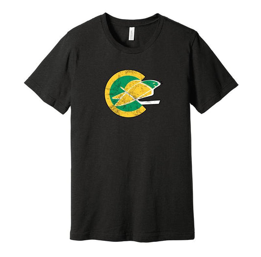 California Golden Seals Throwback Tee - Retro Distressed Logo Defunct Hockey Team S M L XL XXL 3XL Green Yellow Black White Grey Colors, Unisex Cotton