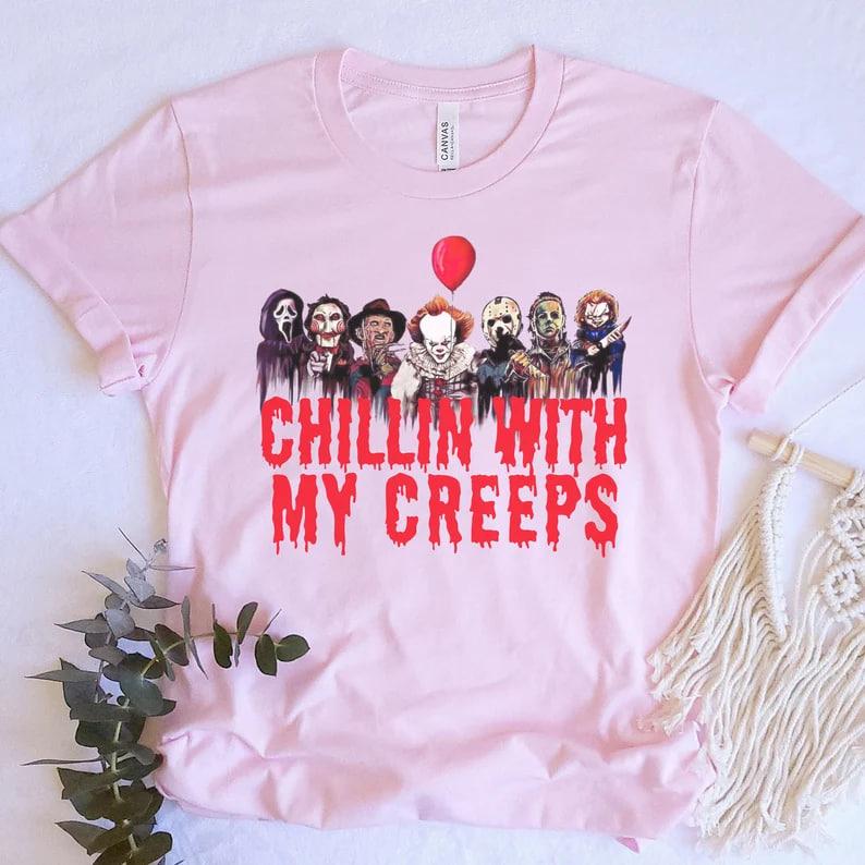 Halloween Friends Shirt, Halloween Characters Friends Sweatshirt, Halloween Movie Character Tee Scary Friends Shirt