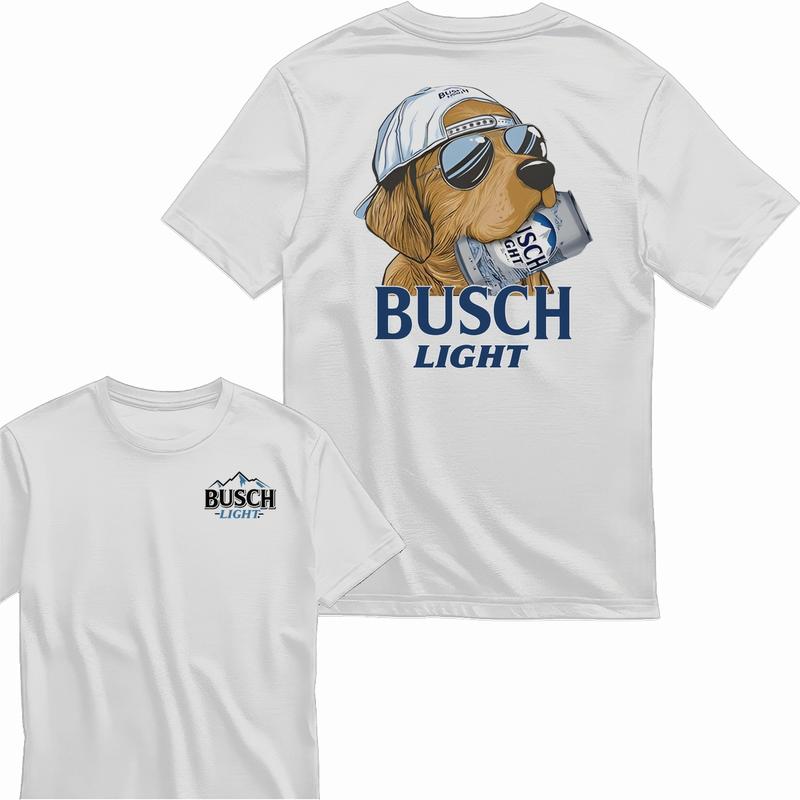 Busch Light Hunting Dog 2 Sided Cotton T-shirt for Men and Women, Tshirt Streetwear Breathable Crewneck