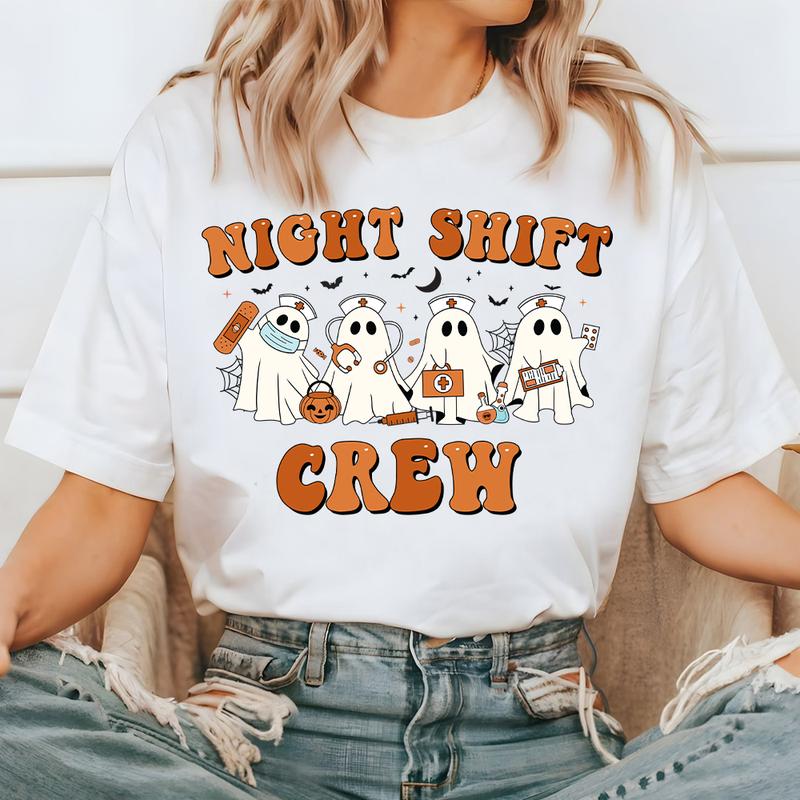 Nurse Halloween Shirt, Night Shift Crew Boo, Halloween Night Shift, Nurse Night Light, Nursing School Life, Nurse Gift, Halloween RN Gift