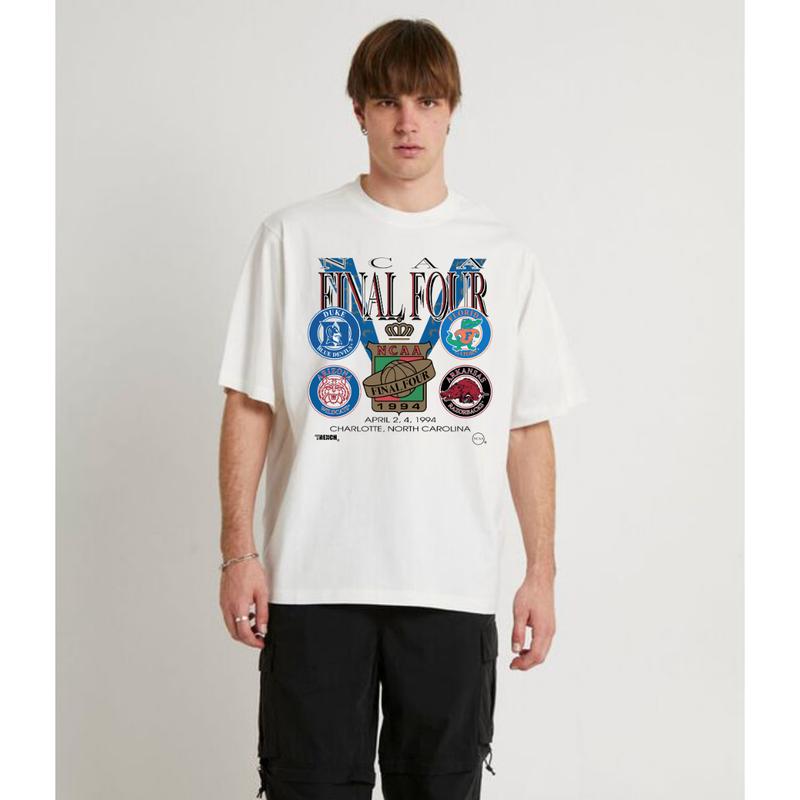Vintage NCAA Final Four 1994 Duke Florida Gatos Arkansas Arizona T-shirt Top Menswear Fitted Medium Short Sleeve Street Style Tee Underwear Streetwear