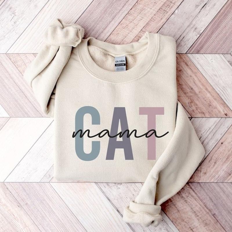 Cat Mom Sweatshirt  Cat Mom Crewneck  Cat Mama Fur Mama  Cat Lovers Sweatshirt Cotton Comfort