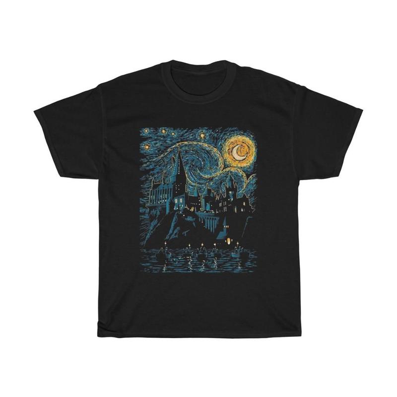 Harry Potter Vincent Van Goghâ€™s Starry Night inspired Hogwarts T-Shirt