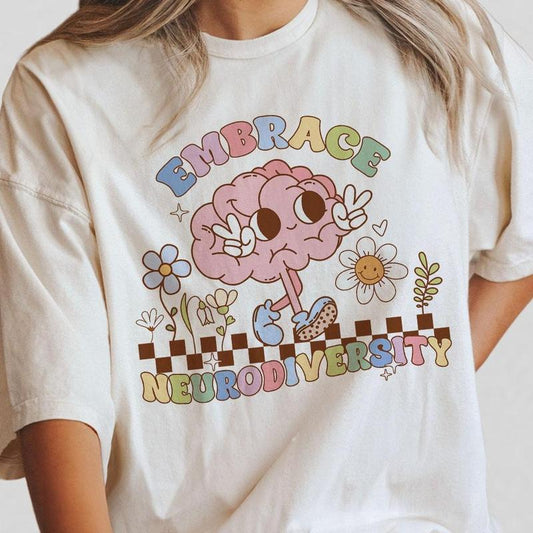 Special Education Comfort Colors Shirt, Teacher Retro Graphic Embrace Neurodiversity Shirt, Neurodivergent T-Shirt, ADHD Shirt, Inclusion Shirt, Menta