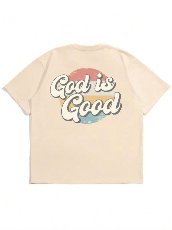 Men's Letter Print Round Neck Tee Summer Clothes, Casual Regular Fit Short Sleeve Crew Neck T-shirt for Summer, Graphic Tees, Fashion Men's Streetwear