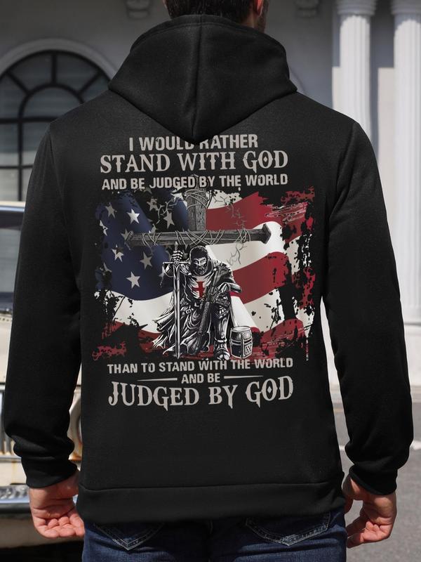 Unisex Graphic Pocket Drawstring Essentials Hoodie, Long Sleeve Sweatshirt for Daily Wear, Fashion Men's 4th Of July Clothes