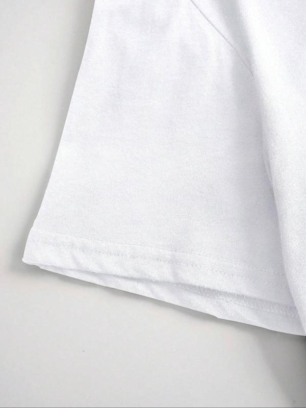 Women's Lip Print Round Neck Tee, Casual Short Sleeve Crew Neck T-Shirt for Summer, Fashion Women's Top for Daily Wear