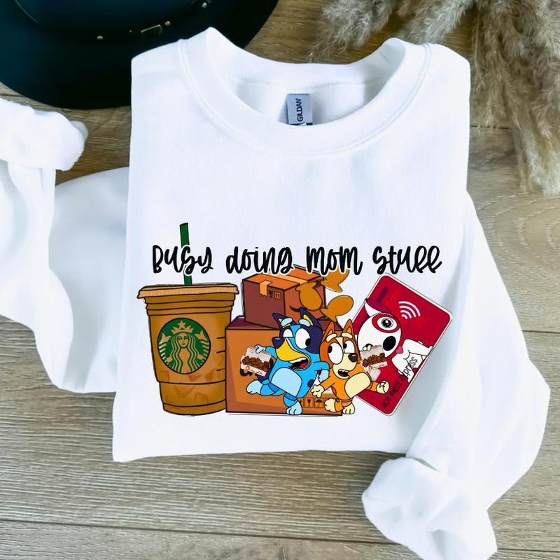 Busy Doing Mom Stuff Bluey and Bingo Sweatshirt, Gift For Mom - Choose Your Fashion - Extensive Size Options - Vibrant Patterns - Find Your Favorite C