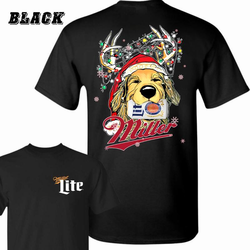 Miller Lite Christmas T-shirt 2 Siders T-shirt, Your Dog, Perfect For Beer Lovers, Casual Graphic Dog T-shirt, Unisex T-shirt for Men and For Women
