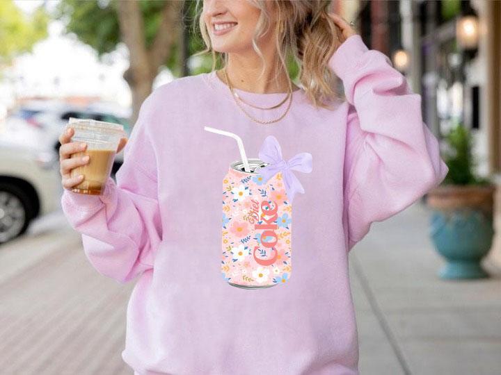 Diet Coke Sweatshirt, Floral Diet Coke Cute Baby Sweatshirt, Floral Diet Coke Gift, Floral Diet Coke Sweatshirt, Floral Diet Coke Bow Crewneck, Diet C