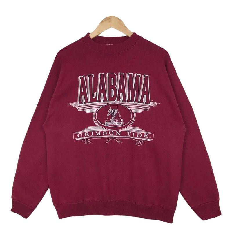 Vintage 90S University Of Alabama Crewneck Sweatshirt Spell Out Big Alabama University Crimson Tide Sweater Pullover Cotton Menswear Day Hoodie
