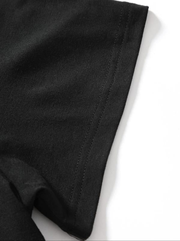 Women's Moon Print Round Neck Drop Shoulder Tee, Fashion Casual Crew Neck T-Shirt for Daily Outdoor Wear, Ladies Summer Clothes