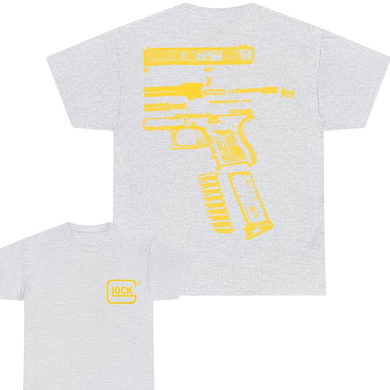 Glock Double Sided Tshirt , GLock Tee , Design Colo Yellow - Full Color , Men's Top , Menswear , For Her ,For Him Classic Cotton