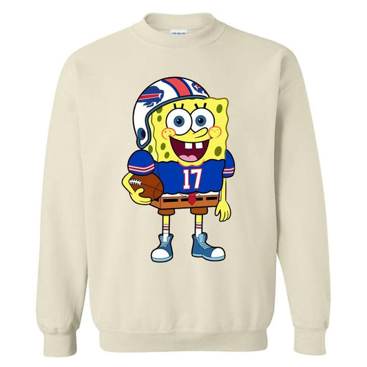 Vintage Josh Allen Sweatshirt, American Football Merch, SpongeBob Shirt, Perfect for Fans of Buffalo, Full Size Color