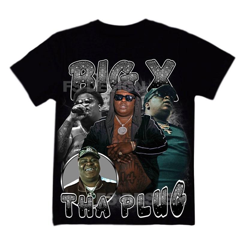 Big X Tha Plug Mexican Rapper Tshirt Design - Hiphop Artist 90s Rap Tee - Menswear, Top Streetwear Crewneck Shortsleeve Casual T-Shirt