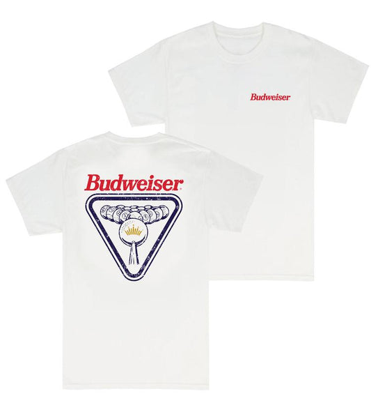 Budweiser - Pool Break 2-sided T-shirt - From Classic To Bright - Iconic Styles - Styles For Every Occasion - Full Size Range - Unisex Clothing Choice