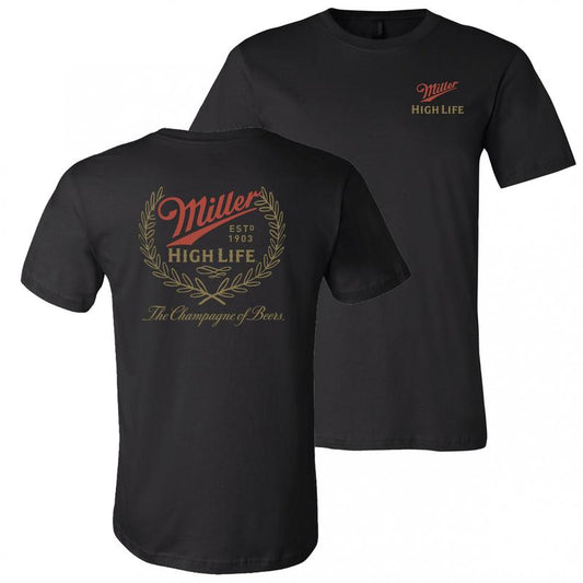 Miller High Life Logo with Rear Full Est.1903 Logo Print T-Shirt, Unisex Tee, Gift - Find Your Perfect Fit - From Casual to Formal - Assorted Colors -