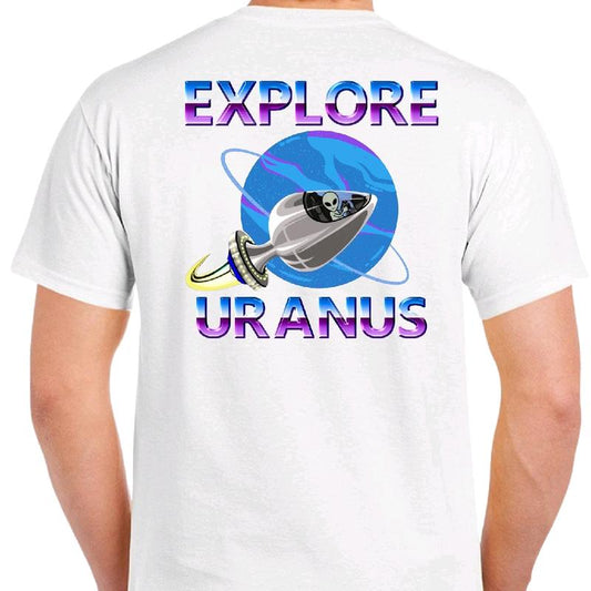 Explore Uranus Men's funny T-shirt- Crewneck Menswear Casual Cotton