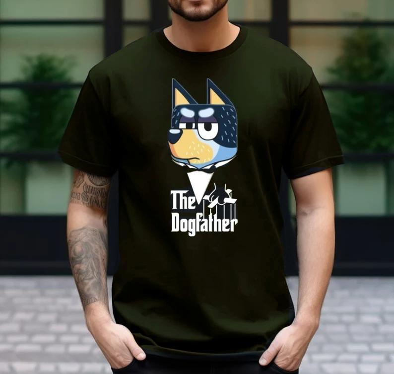 Funny The DogFather Bluey Dad Shirt, Vintage Cool Dad Club T-Shirt, Bluey Family Father's Day Gift For Him, Menswear Cotton Top Design