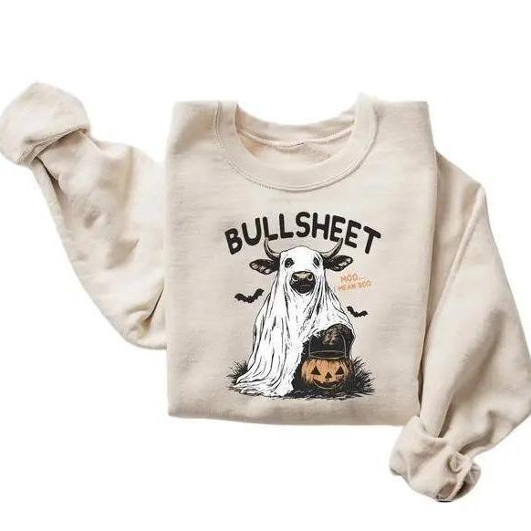 Bullsheet Halloween Sweatshirt, Halloween Bullsheet Moo I Mean Boo Shirt, Ghost Cow Sweatshirt, Halloween Sweatshirt, Bullsheet Cow Shirt, Halloween G