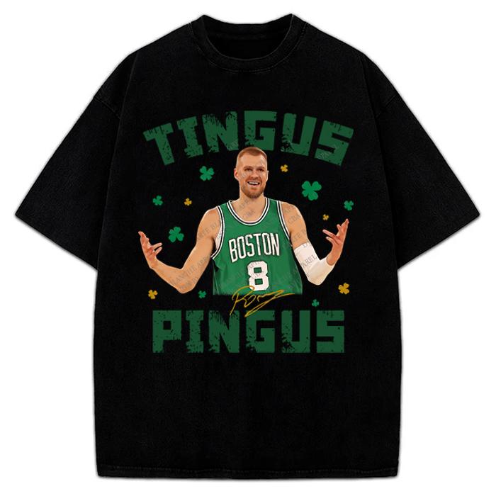 Tingus Pingus Kristap Porzingis T-Shirt Boston Basketball Custom Fan Art Design Graphic T-Shirt Graphic Tee Crewneck Cotton Menswear Oversized