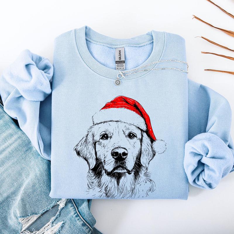 Golden Retriever, Santa, Dog, Christmas, Dog Lover, Pet Sweatshirt, Crew Neck, Women's, Crewneck