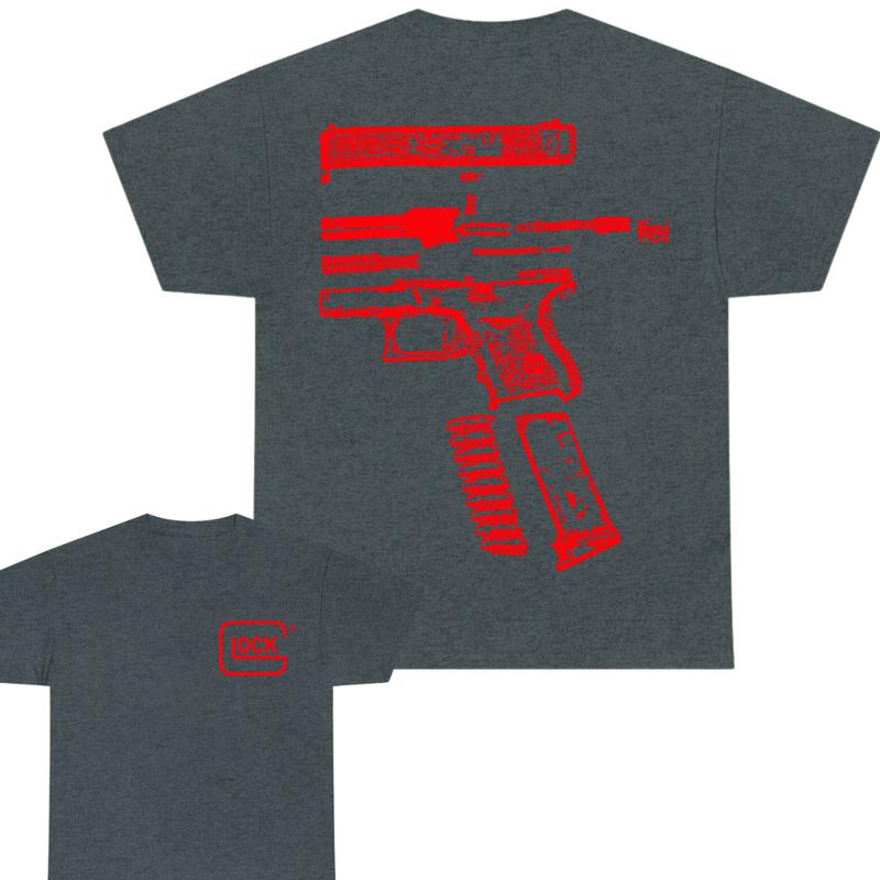 IN GLOCK WE TRUST 2 side T-shirt,Design Red, T-shirt For Men, GIft For Men,Full color, Menswear Top