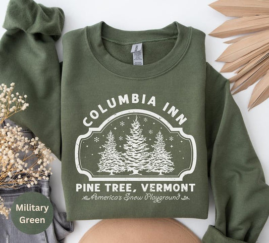 Columbia Inn Pine Tree Vermont Christmas Sweatshirt, Christmas Movie Sweatshirt, A White Christmas Sweatshirt