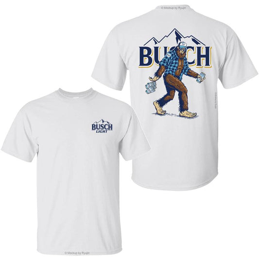 Bigfoot Busch Light T-Shirt Sweatshirt Hoodie, 2 Sided Graphic Printed Unisex Classic Comfort Cotton T-Shirts in all Sizes all Colors for Men for Wome