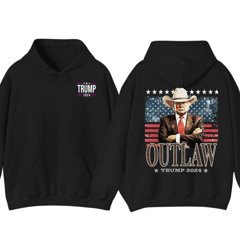 Outlaw For Presiident Trummp Cowboy 2024 Hoodie Shirt, Western Trummp Cowboy Shirt, Gifts for Men and Women, Full Size