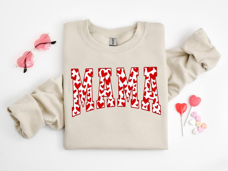 Mama Sweatshirt, Red Hearts In Mama Sweater, Cute Mama Tshirt, Mother Gift, Mother Day Gift