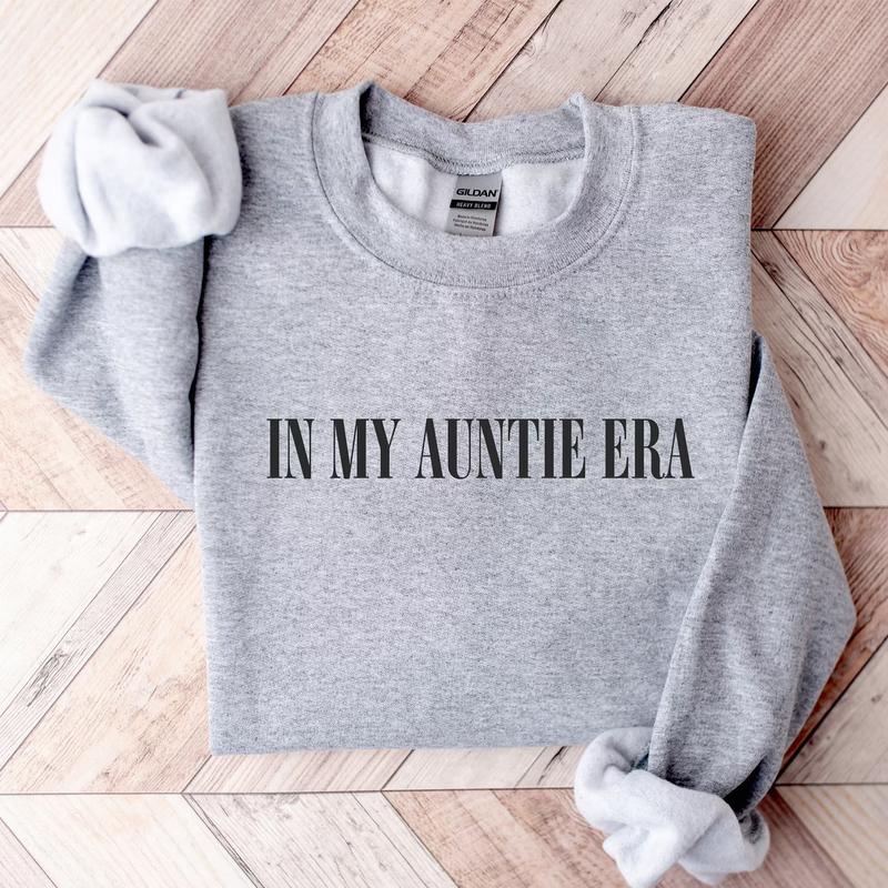 In My Auntie Era Sweatshirt, Auntie Crewneck Sweatshirt, Auntie Gift Cotton Menswear