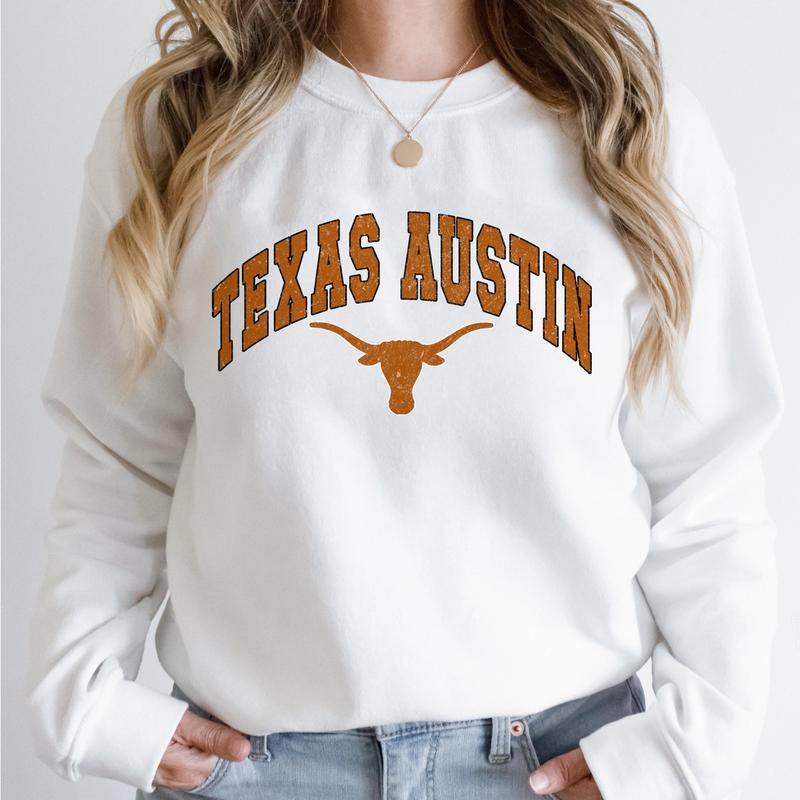 12. Texas Longhorns NCAA Vintage Football Sweatshirt, University of Texas Unisex Crewneck Classic Sports Pullover