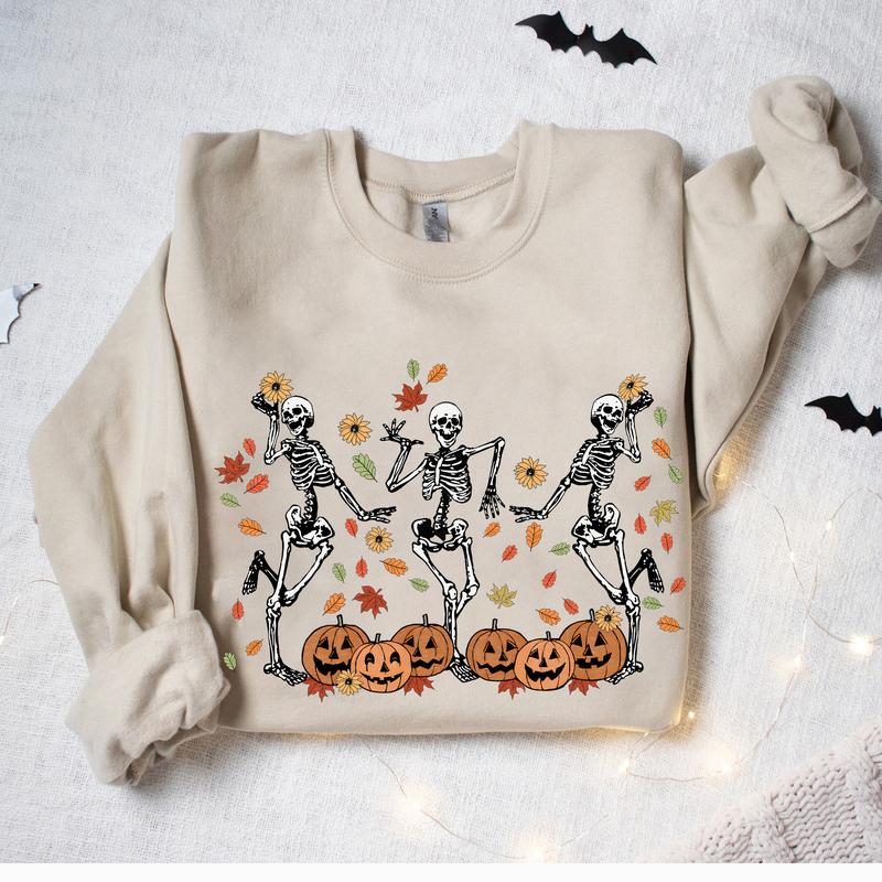 Dancing Skeleton Halloween Crewneck Sweatshirt Hoodie Tshirt, Halloween 2024 Gifts